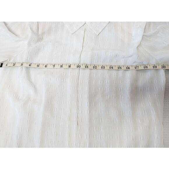Laura & Jayne White Textured Dress Blouse Womens Size 8 Long Sleeve Textured Top - Picture 5 of 15